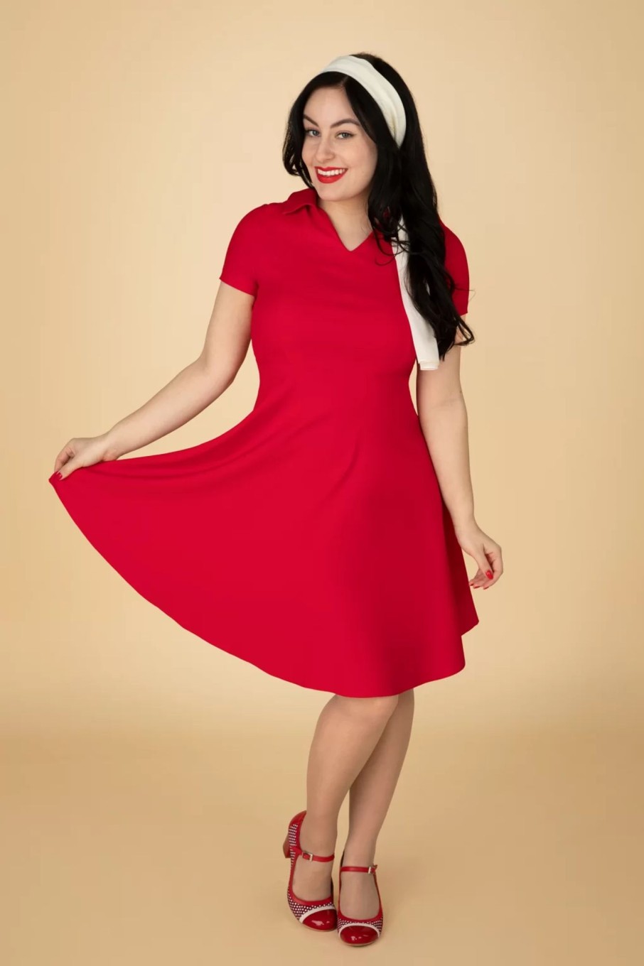 Banned Retro Plus Sizes Kleider | Wonder Fit And Flare Swing Kleid In Rot