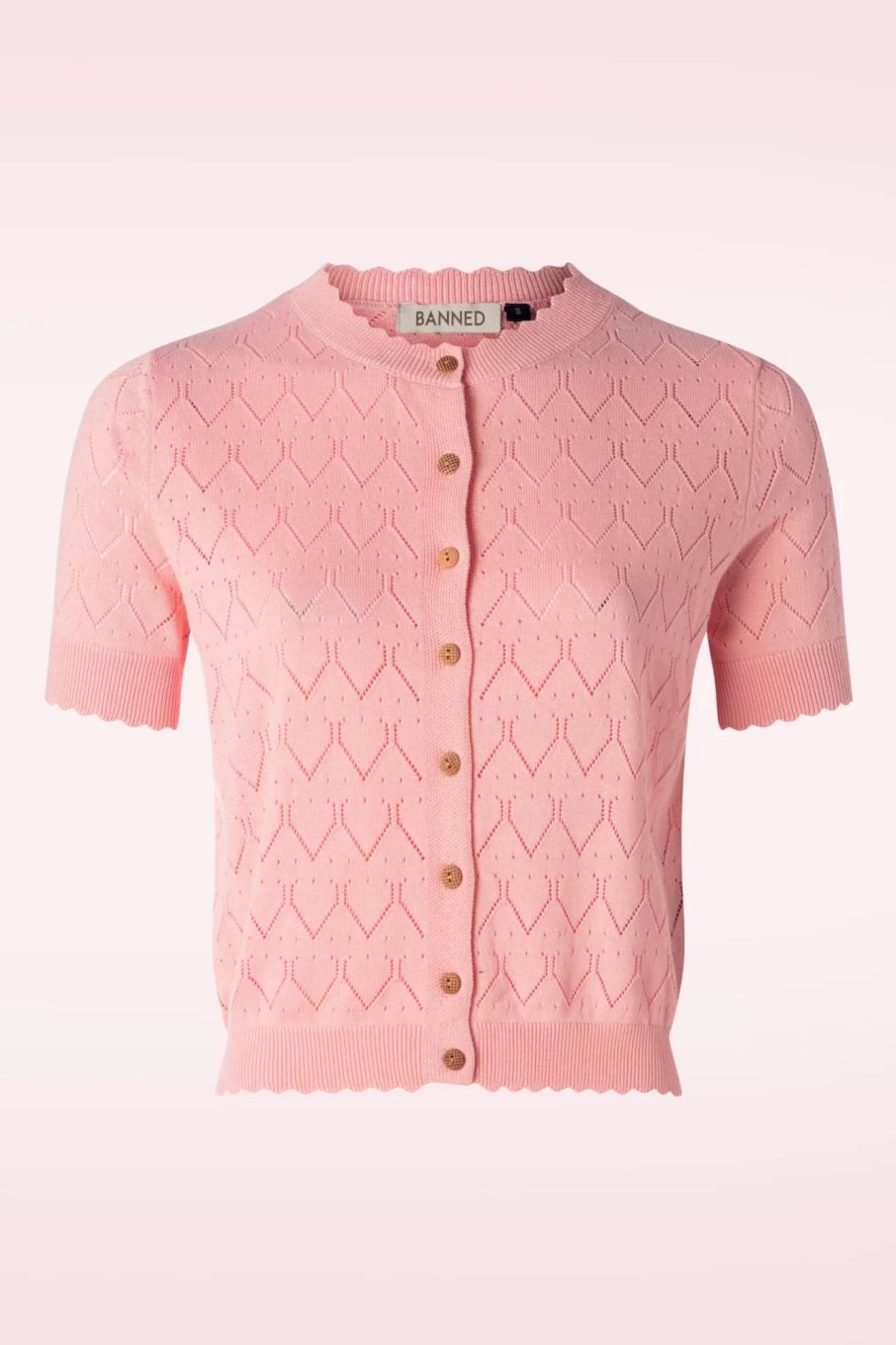 Banned Retro Strickjacken | Summer Scallop Strickjacke In Pink