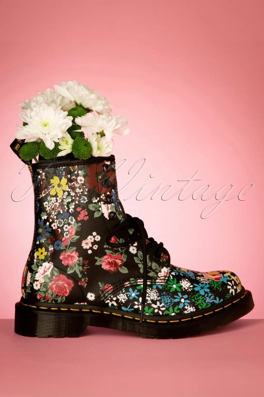 Dr. Martens Booties & Stiefel | 1460 Pascal Floral Mash Up Backhand Stiefel In Schwarz