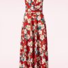 Vintage Chic for Topvintage Plus Sizes Kleider | Rinda Floral Maxi Kleid In Warmem Rot