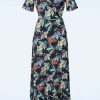 Md'M Maxi Kleider | Lenia Floral Maxi Kleid In Blau