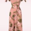 Vixen Maxi Kleider | Tropisches Blumen Midi Kleid In Pink