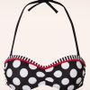 Belsira Bikinis | Debra Polkadot Stripes Neckholder-Bikinioberteil In Schwarz Und Weis