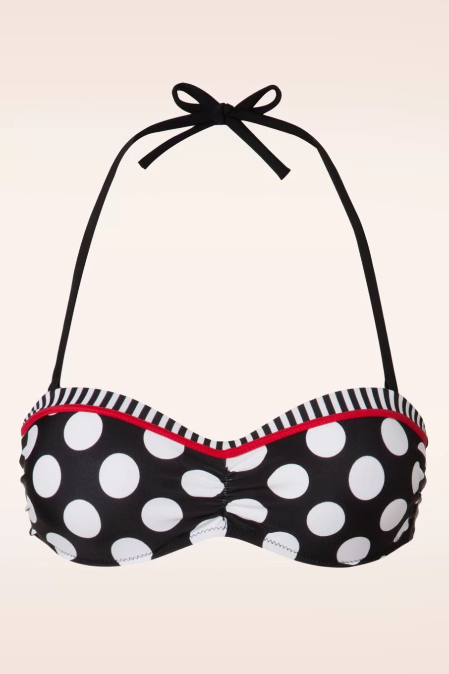 Belsira Bikinis | Debra Polkadot Stripes Neckholder-Bikinioberteil In Schwarz Und Weis