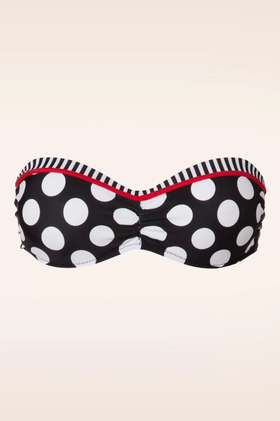 Belsira Bikinis | Debra Polkadot Stripes Neckholder-Bikinioberteil In Schwarz Und Weis