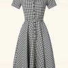 Collectif Clothing Plus Sizes Kleider | Caterina Gingham Swing Kleid In Schwarz