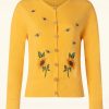 Vixen Strickjacken | Sunflower And Bee Strickjacke Bestickte Strickjacke