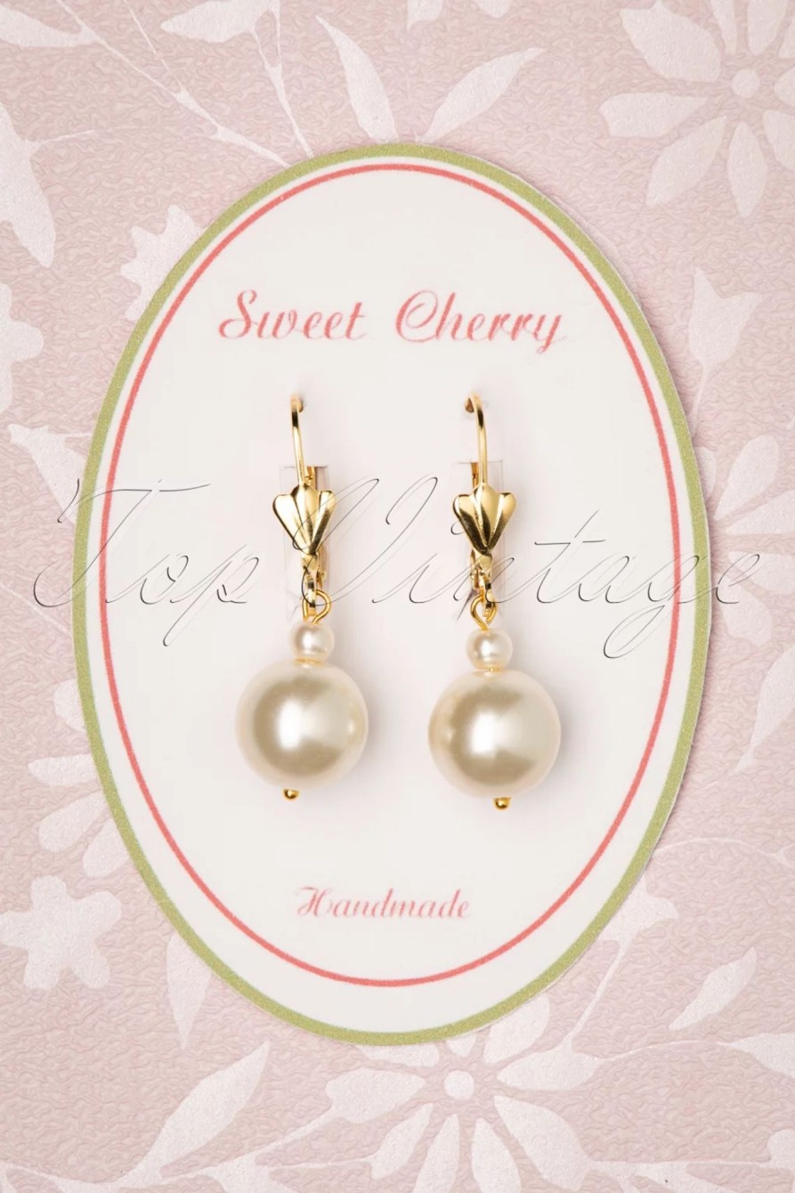 Sweet Cherry Schmuck | Champagne Pearl Ohrringe In Gold Und Elfenbein