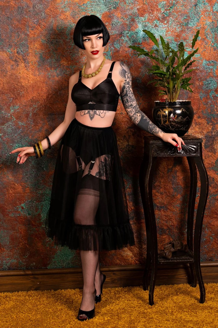 What Katie Did Petticoats | Sandra Frilly Petticoat In Schwarz