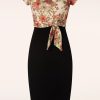 Vintage Chic for Topvintage Plus Sizes Kleider | Elise Floral Etuikleid In Schwarz Und Sanftgelb