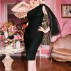 Rebel Love Clothing Plus Sizes Kleider | Sabrina Beaded Tulle Sash Bleistiftkleid In Schwarz