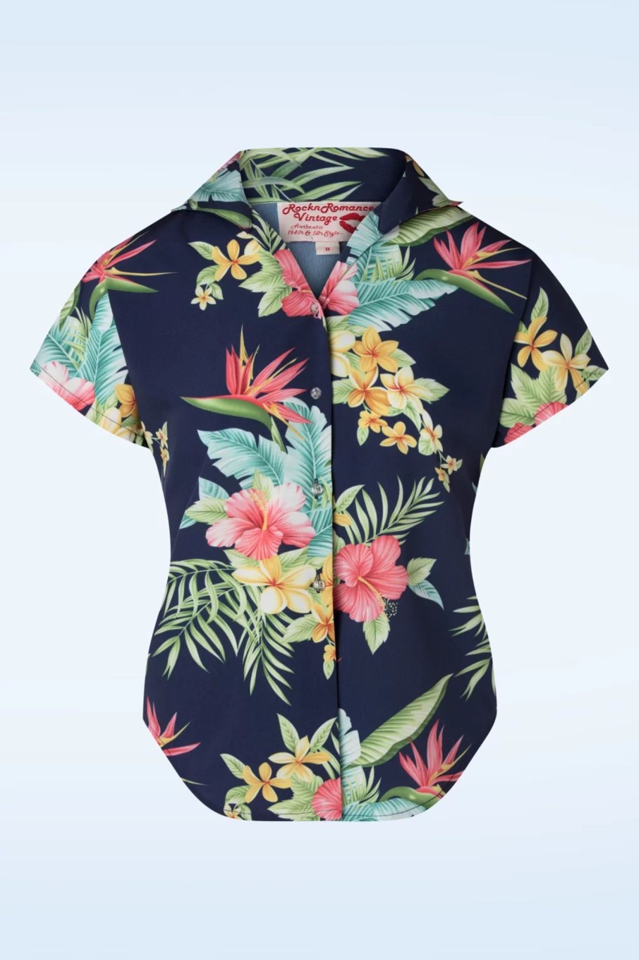 Rock N Romance Blusen | Maria Tuck In Or Tie Bluse In Honolulu Marineblau