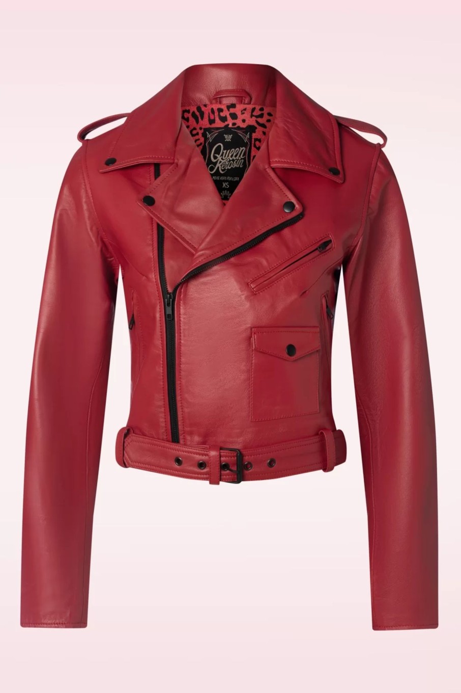 Queen Kerosin Jacken | Marlon Leder Biker Jacke In Rot