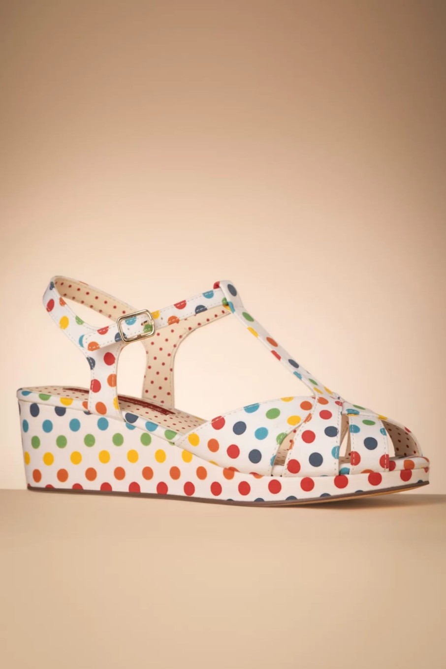 B.A.I.T. Sandalen | Kira Polkadot Keilsandalen In Weis