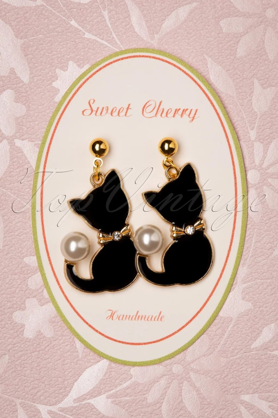 Sweet Cherry Schmuck | Pearl Cat Drop Ohrringe In Gold