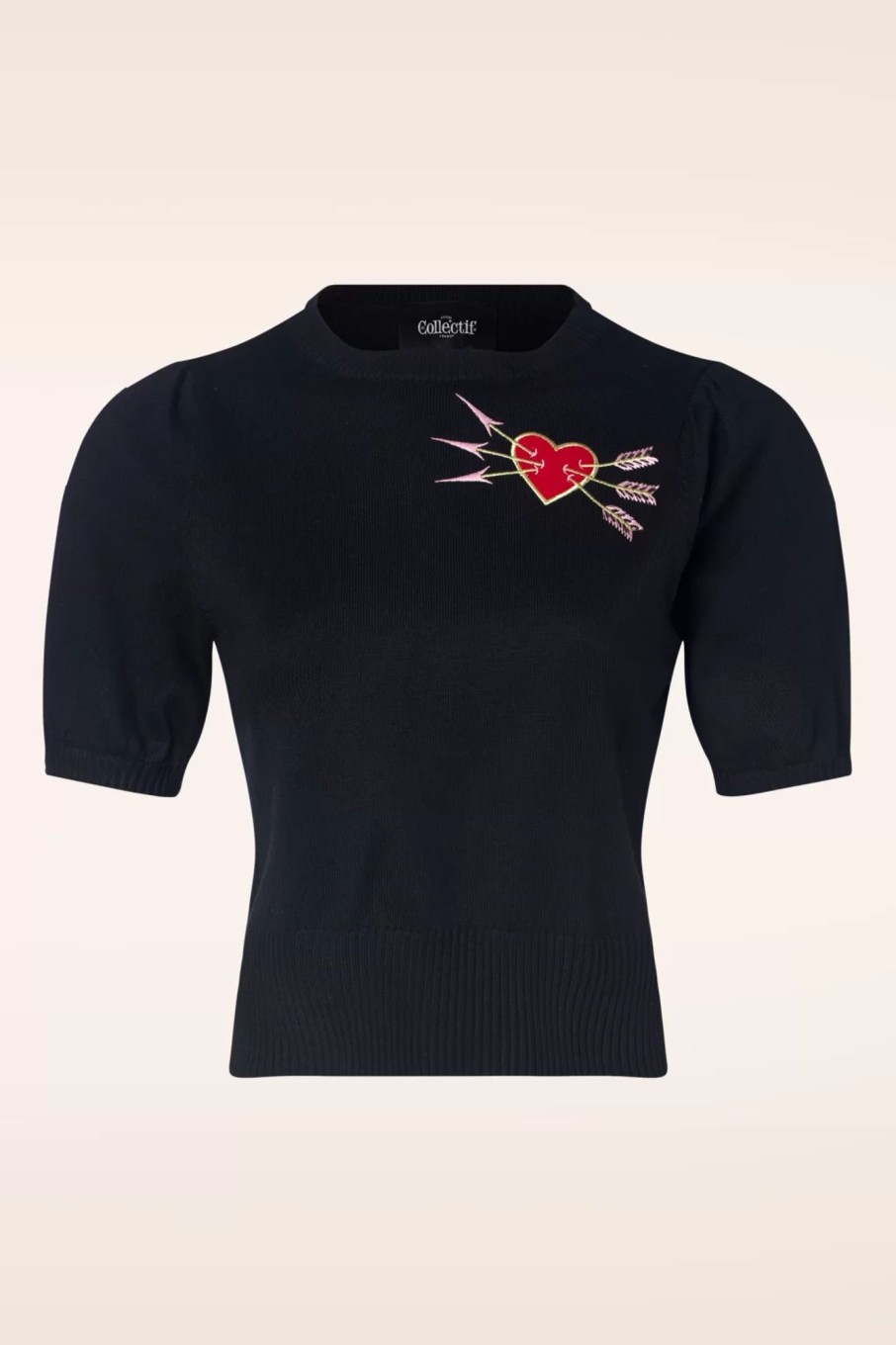 Collectif Clothing Pullover | Chris Love Struck Stricktop In Schwarz