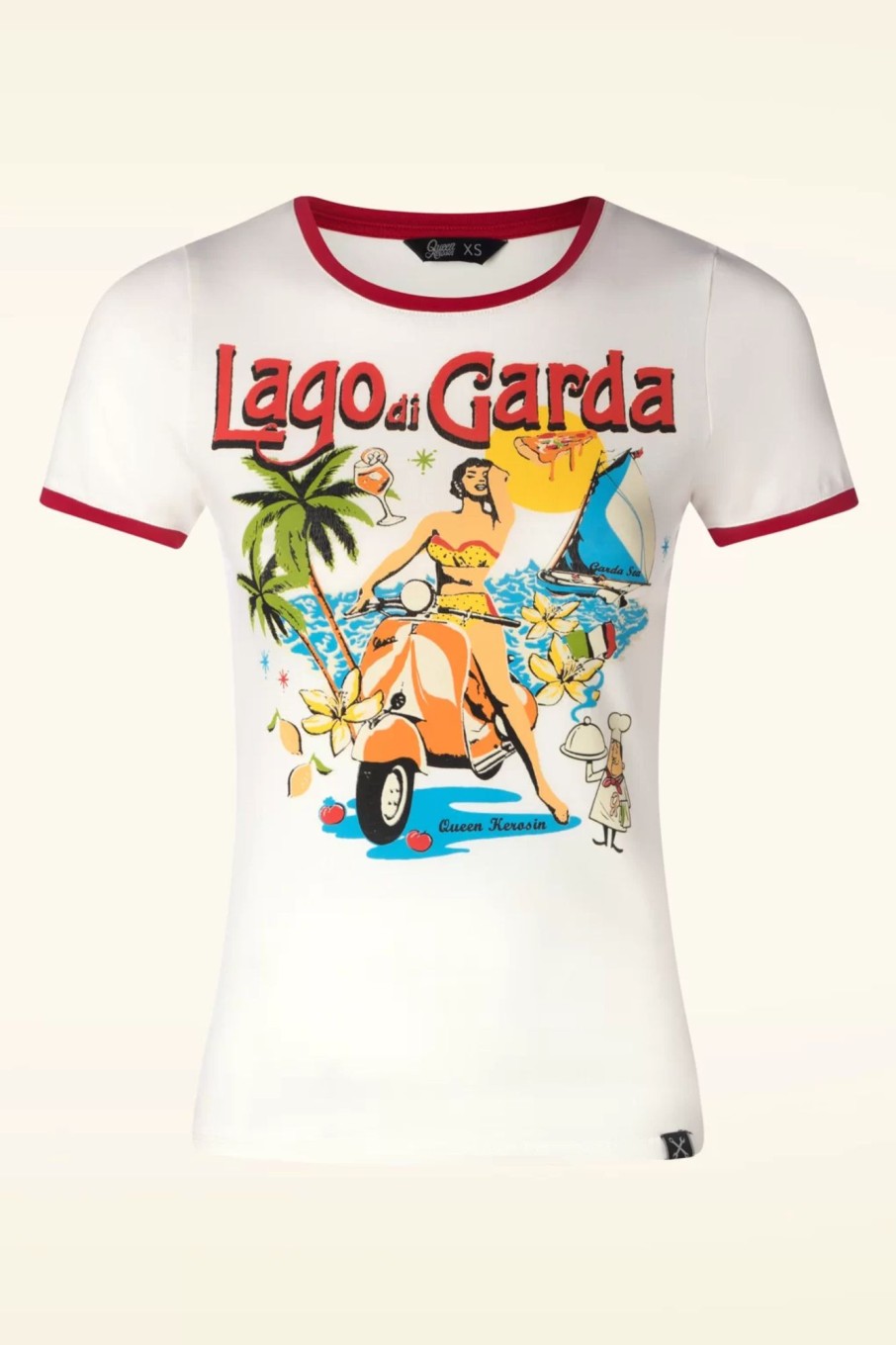 Queen Kerosin T-Shirts | Lago Di Garda T-Shirt In Gebrochenem Weis