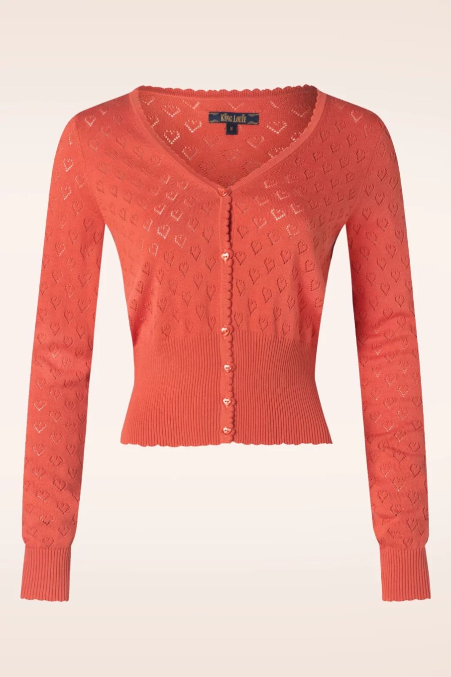 King Louie Strickjacken | Strickjacke V Heart Ajour In Tweed Orange