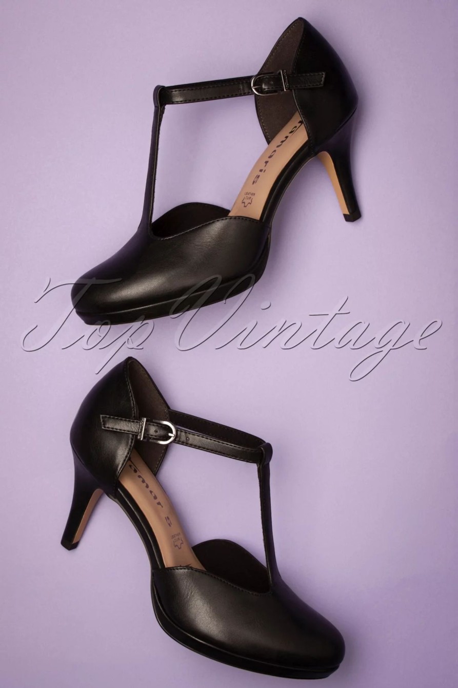 Tamaris Pumps | Phyllis Pumps Mit T-Strap In Mattschwarz