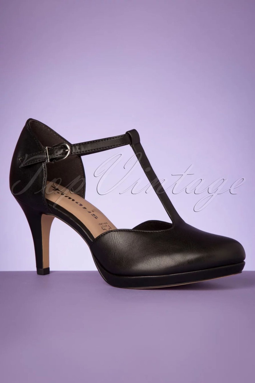 Tamaris Pumps | Phyllis Pumps Mit T-Strap In Mattschwarz