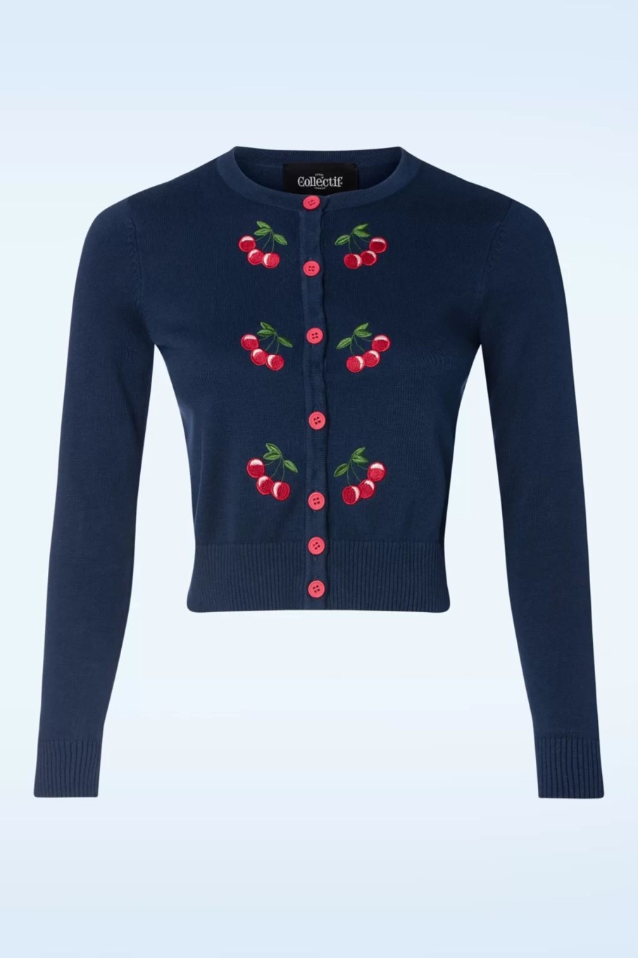 Collectif Clothing Strickjacken | Jessie Cherries Strickjacke In Marineblau