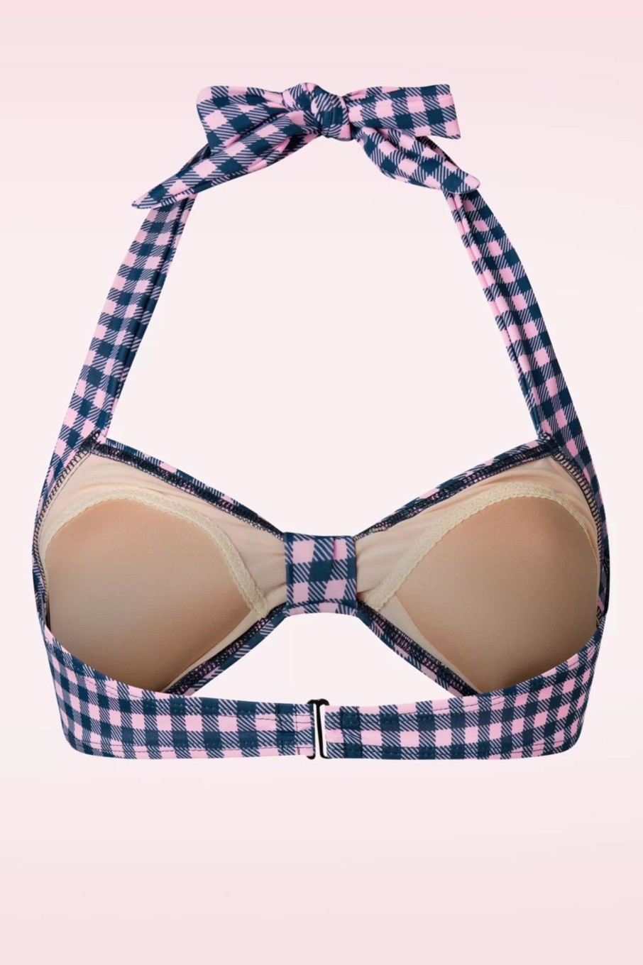 Esther Williams Bikinis | Klassisches Gingham Bikinioberteil In Pink Und Blau