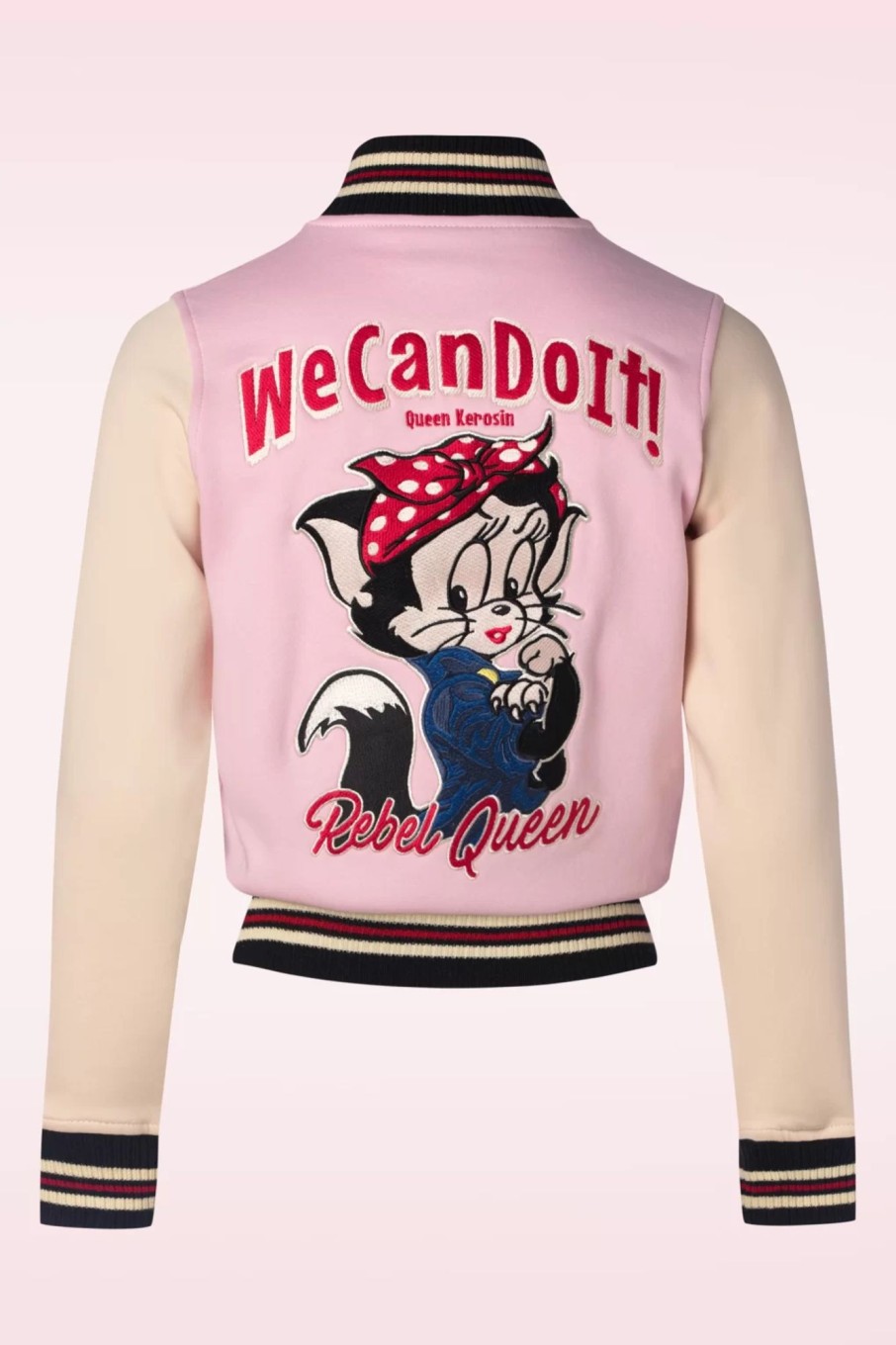 Queen Kerosin Jacken | We Can Do It College-Sweatjacke In Zartem Rosa