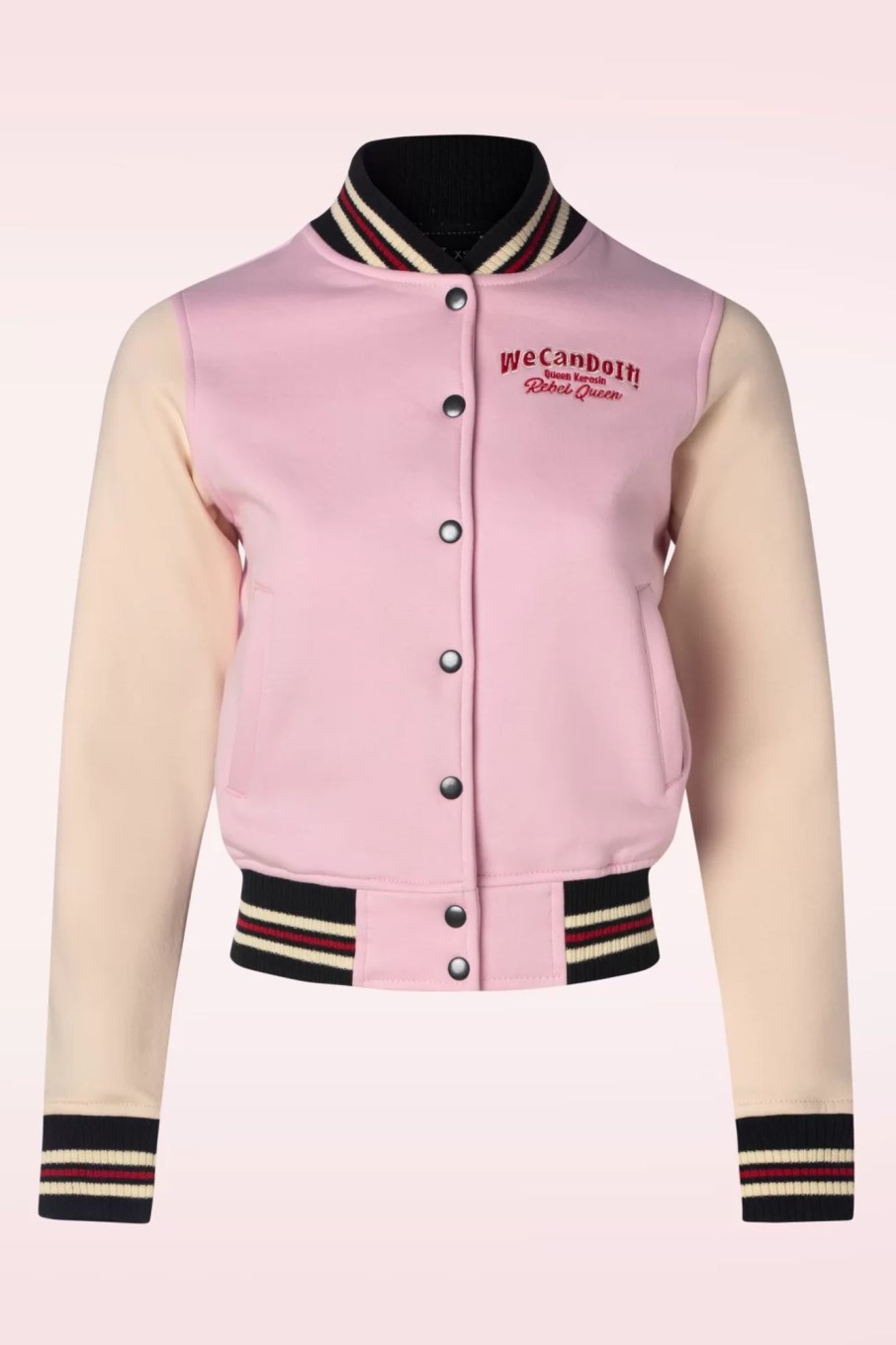 Queen Kerosin Jacken | We Can Do It College-Sweatjacke In Zartem Rosa