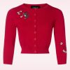 Collectif Clothing Strickjacken | Lucy Posty Cat Strickjacke In Rot