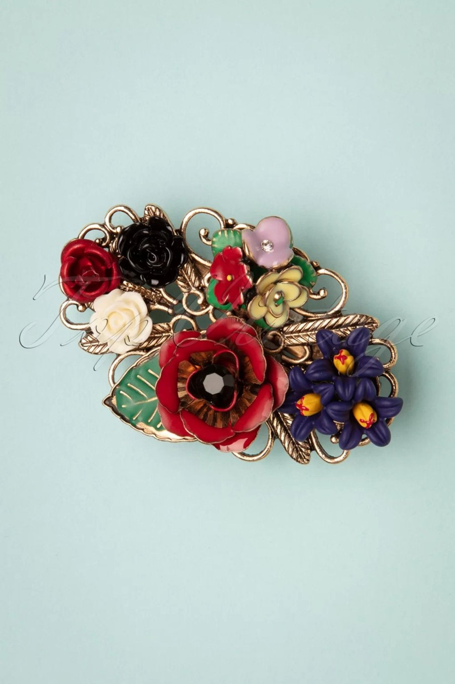 Lovely Haarschmuck | Freda Flower Cluster Haarspange Und Brosche In Gold Und Multi