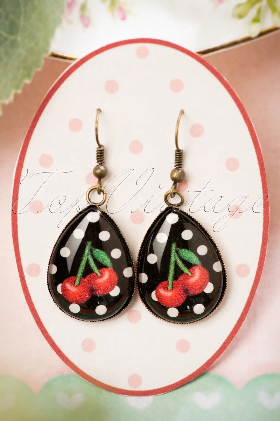 Sweet Cherry Schmuck | Cherry Drop Ohrringe In Schwarz Und Rot